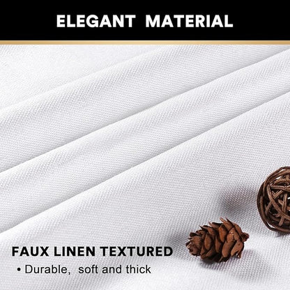PrinceDeco Blackout Curtains 90 Inches Long 2 Panels Set for Bedroom Living Room Thermal Insulated Textured Curtains with White Liner Grommet Window Curtains,W52 x L90, Pure White