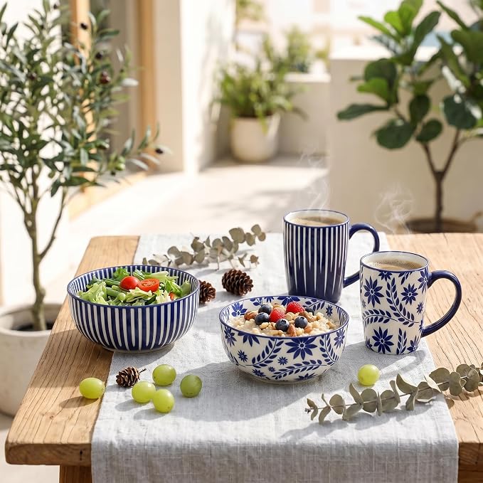 Cereal Bowls Set of 6, 28 Ounces Soup Bowls, Bohemian Ceramic Bowls - Image 8