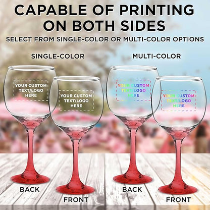 Custom Premiere Wedding Wine Glasses 20.5 oz Set of 12, Personalized Bulk Pack - Restaurant Glassware, Perfect for Red Wine or White Wine - Red