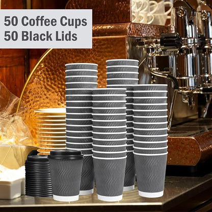 Lamosi 50 Pack 12 oz Insulated Disposable Coffee Cups - Image 5