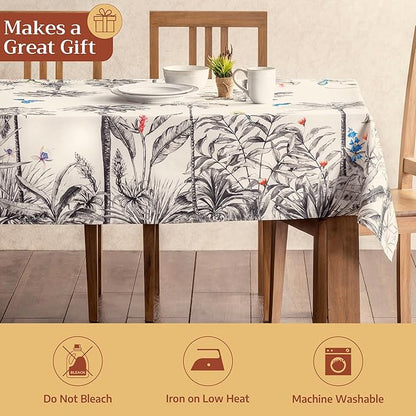 Maison d' Hermine Table Cloth Rectangle Table 100% Cotton 70 x 120 Inches Fall Tablecloth Reusable Everyday Use for Thanksgiving Christmas Decorations Dining Farmhouse Party (Amazonia)