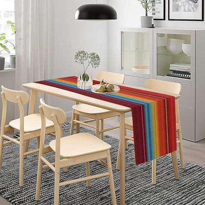 YCness Mexican Table Runner Striped Mexican Poncho Pattern Traditional National - Image 5