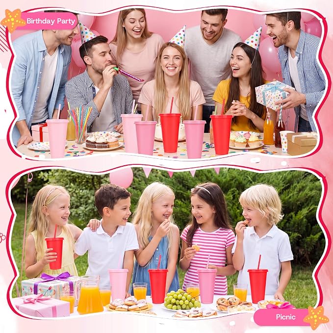 24 Pack Plastic Tumblers with Lids and Straws, Reusable Cups with Lids Plastic - Image 6