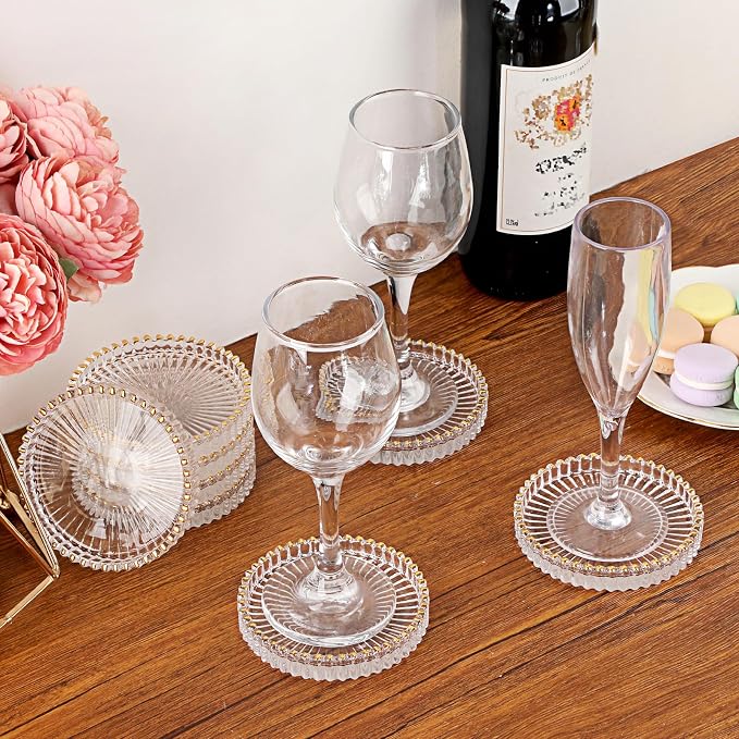 Modern Clear Coaster Set of 8 Glass Coasters - Image 2
