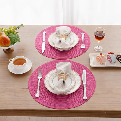 SHACOS Round Braided Placemats Set of 6 Cotton Polyester Woven Place Mats 15 - Image 2