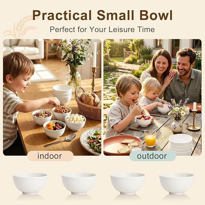 Dessert Bowls 10oz, Unbreakable Wheat Straw Bowls Sets of 8, Mini Plastic Bowls - Image 7