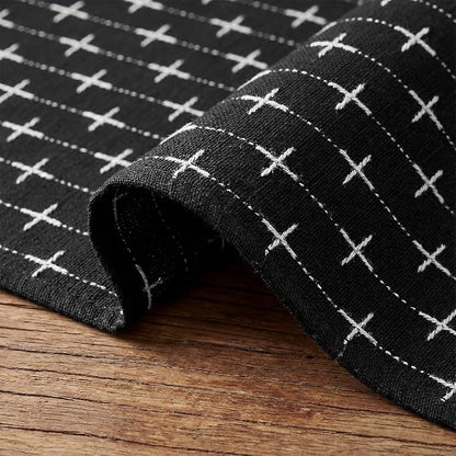 Artoid Mode Black Cross-Star Textured Table Runner, Seasonal Waterproof Rustic - Image 6