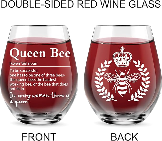 AGMDESIGN Queen Bee Definition Wine Glass, Retirement Thank You Gifts - Image 3