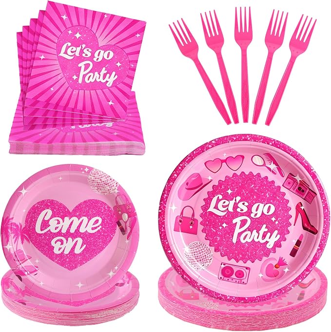 100 Pcs Disposable Let's Go Party Tableware Set by Unknown