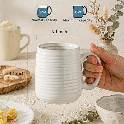 Coffee Mugs, 15 Ounce Coffee Cups Set of 6, Ceramic Tea Cups - Image 3