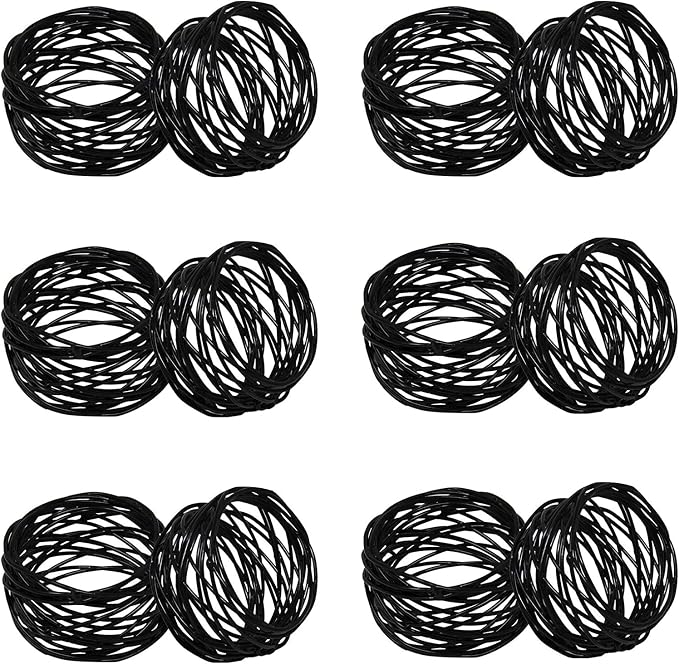 ITOS365 Handmade Round Mesh Black Napkin Rings Holder by ITOS365