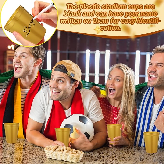 Yungyan 50 Pack 16 oz Stadium Cups Reusable Plastic Cups Blank Drink Stadium - Image 4