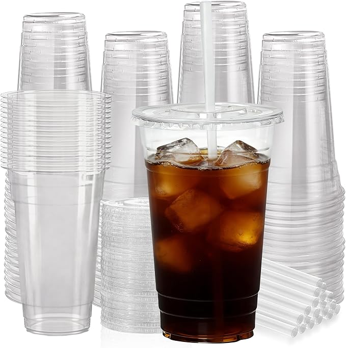 100 Pack 24 oz Leak-Proof Clear Plastic Cups by NewCupNewLife-cundao