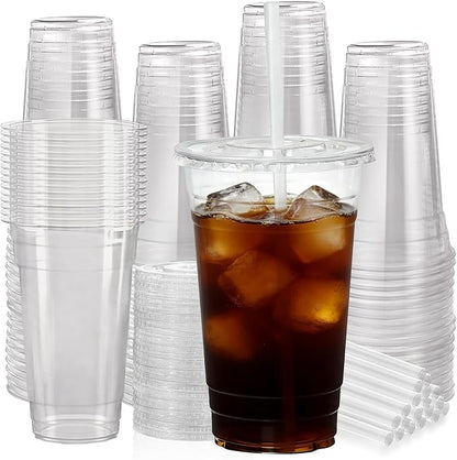 100 Pack 24 oz Leak-Proof Clear Plastic Cups by NewCupNewLife-cundao