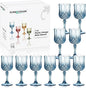 XUWAIDSGN 7oz Plastic Vintage Wine Glasses Drinking Glasses Unbreakable Wedding Glassware Crystal Water Goblets Reusable Drinkware Vintage Champagne Flutes(16, Blue)