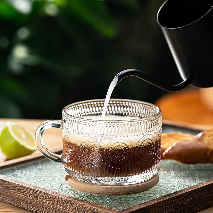 Vintage Glass Coffee Mugs Set of 6, 14 oz Tea Cups - Image 7