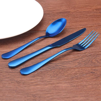 Matte Blue Silverware Set, Satin Finish 20-Piece Stainless Steel Flatware Set - Image 6