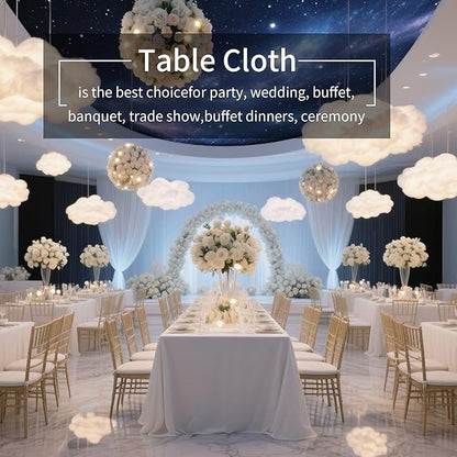 BIGTONE 2 Pack Polyester Tablecloth White 60 x 102 Inch, Wrinkle Resistant Table Cloth for 6 Feet Rectangle Tables, Stain and Washable Table Cover for Dinning Wedding Banquet Restaurant Party