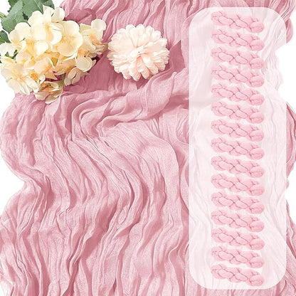15 Pack Light Pink Cheesecloth Table Runner 17 x 108 inch Cheese Cloth Table by Yorcari
