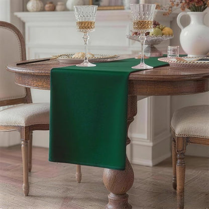 Green Table Runner, Waterproof Washable Runners 108 Inches Long | Reusable - Image 2