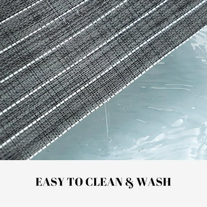 Placemats Set of 8 Vinyl/Plastic Woven Place Mats for Kitchen Table Indoor/Outdoor Washable Placemat Wipeable Dining Table Mats (Black Stripes,8)