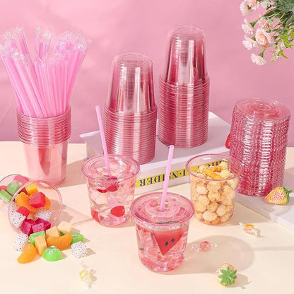 KesaPlan 50 Pack 12 oz Pink Plastic Party Cups - Image 2