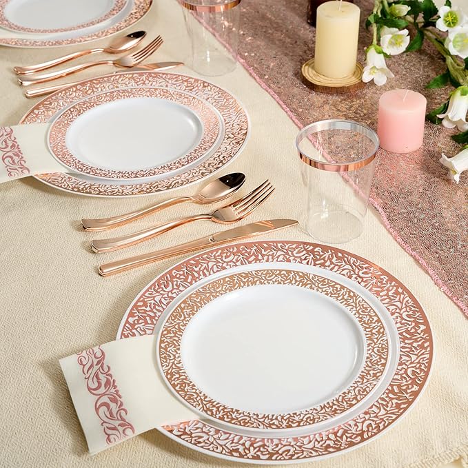 FOCUSLINE 175 Ct Rose Gold Dinnerware Set - Image 5