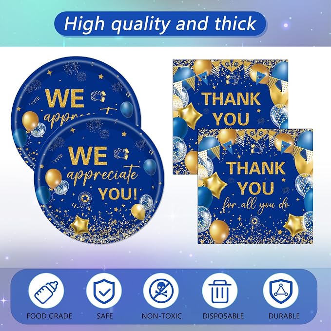 41Pcs Blue Gold Thank You Decorations Thank You - Image 4