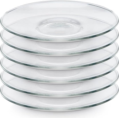 Teabloom Clear Glass Saucers Set of 6 – 6.3 Inch Borosilicate Glass Cup Saucers by Teabloom