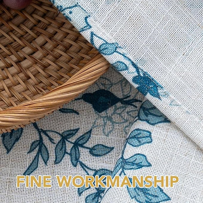 H.VERSAILTEX Linen Table Cloths Floral Printed Tablecloth Spill-Proof Waterproof Table Cover for Dining Buffet Feature Soft and Thick Fabric Wrinkle Free, 60 x 120 Inch, Retro Floral - Stone Blue