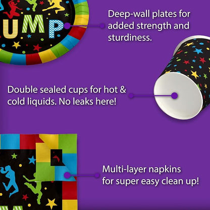 Jump! Bounce House Trampoline Party Supplies Set Plates Napkins Cups Tableware - Image 5