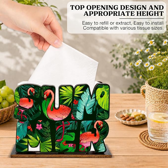 Summer Decor Wood Napkin Holder - Image 4