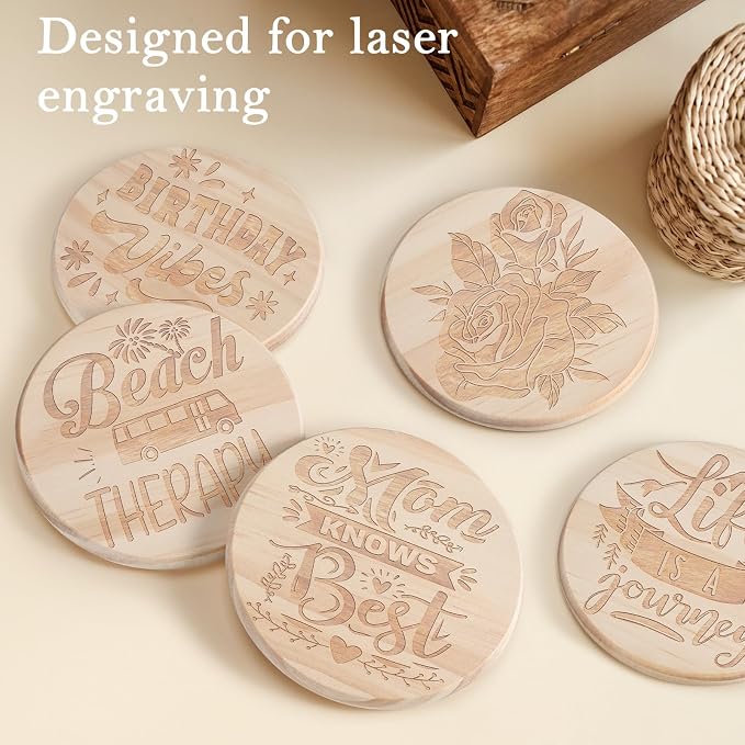 60 PCS Unfinished Wood Coasters, Solid Wooden Blanks - Image 6