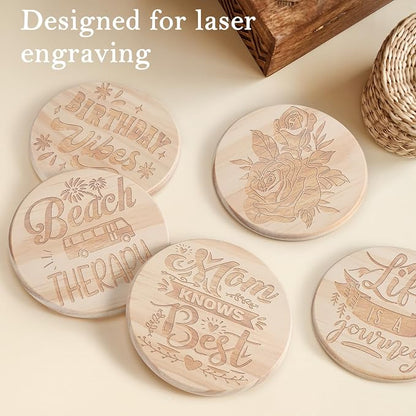60 PCS Unfinished Wood Coasters, Solid Wooden Blanks - Image 6
