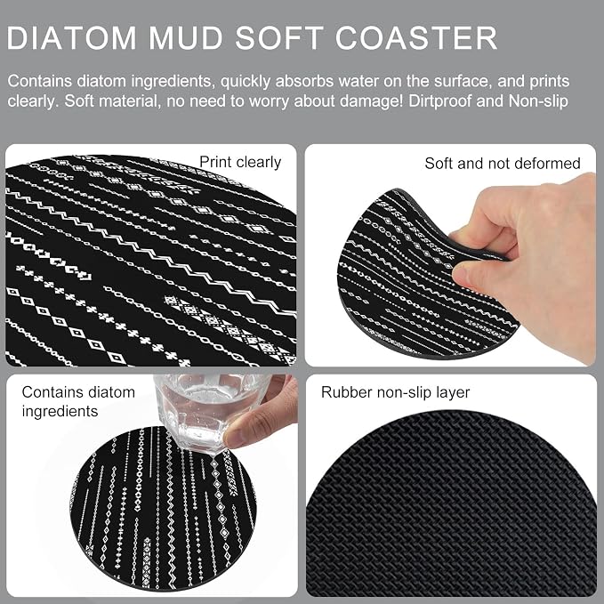 Contemporary Geometric Coasters Set of 6, Absorbent Coasters - Image 9