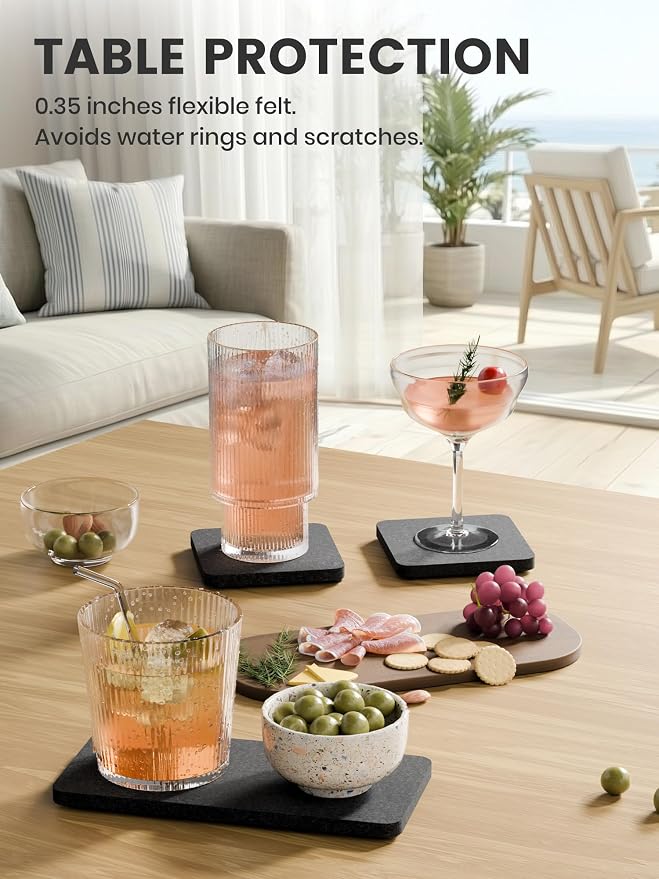 Fluxynara Felt Coasters for Drinks, Mixed Sizes, Charcoal Gray | 8 x 4 and 4 x - Image 4