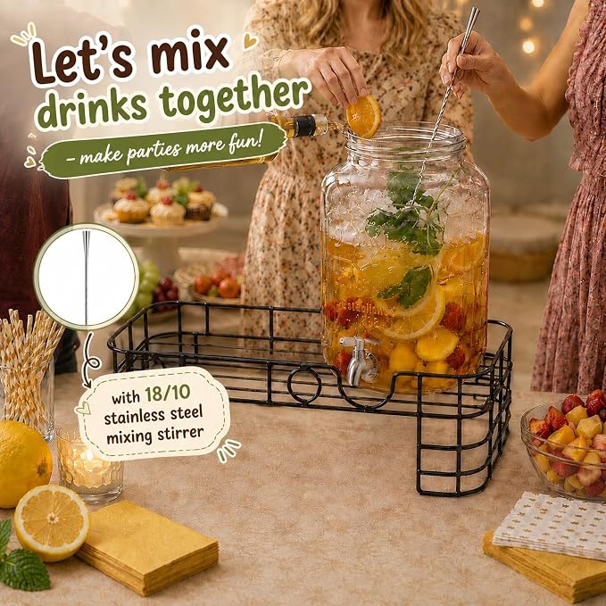 2 Gallon Glass Drink Dispensers - Image 4