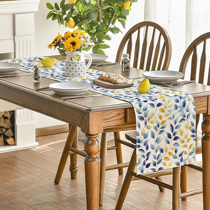 Artoid Mode Leaves 210 GSM Summer Table Runner, Seasonal Spring Kitchen Dining - Image 4