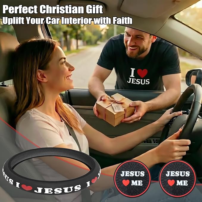 Christian I Love Jesus Car Steering Wheel Cover - Image 6