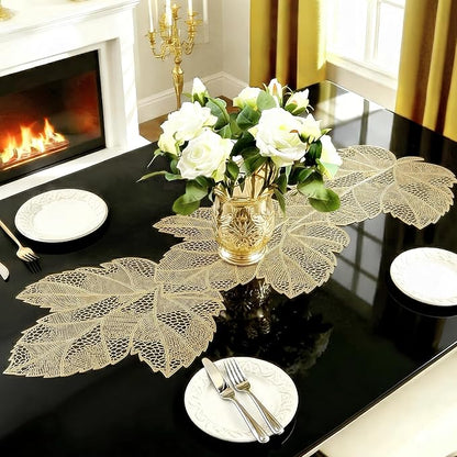FAVE Gold Small Table Runner 36 Inch Dresser Vinyl Runner | Heat Resistant by FAVE