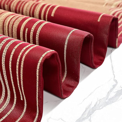 Luxury Red Gold Table Runner 72 Inches Long, Modern Abstract Geometric | Faux - Image 3