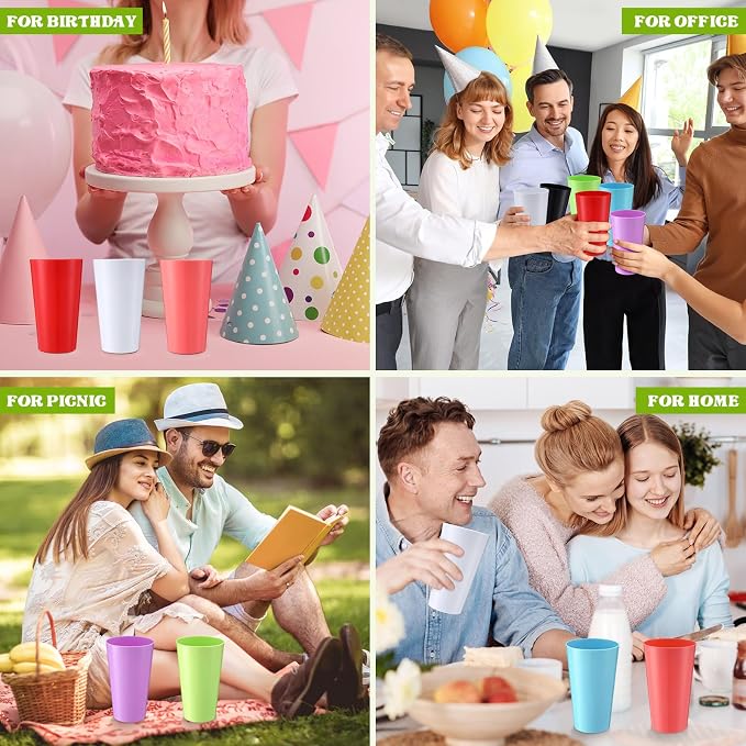 Patelai 100 Pcs Reusable Plastic Cups Drinking Cups Colorful Unbreakable Juice - Image 6
