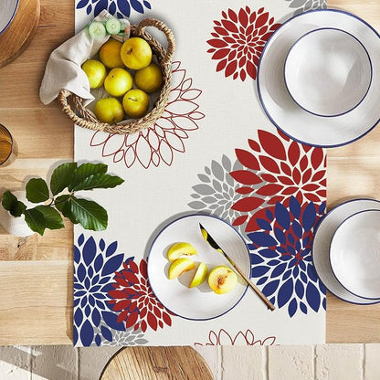 4th of July Independence Day Table Runner God Bless America Blue Red Dahlia - Image 4