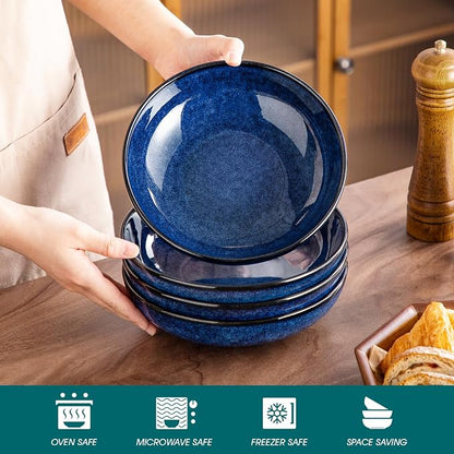 vancasso Stern Large Pasta Bowls Set of 4, 38 Oz Ceramic Salad Plate Bowls - Image 4