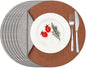 Myir JUN Reversible Vinyl Round Placemats Set of 8, Faux Leather Place Mats Dual Sided Waterproof Wipeable, Heat-Resistant Table Mats for Kitchen Dining Indoor Outdoor (14", Light Gray Reddish Brown)