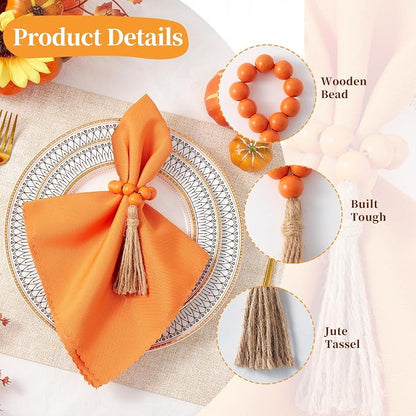 APTWOW Napkin Rings Set of 6, Thanksgiving Farmhouse Napkins Rings - Image 3