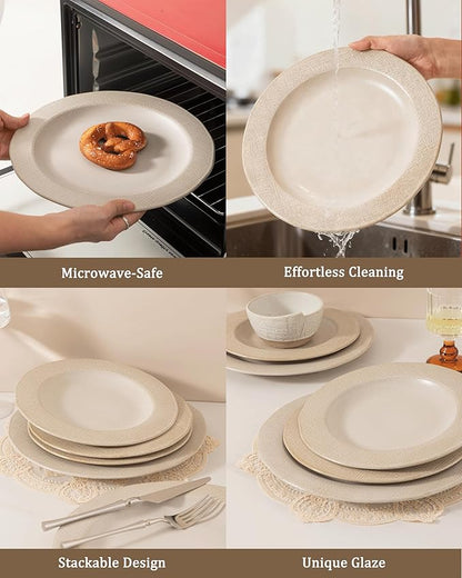 Dinnerware sets plates and bowls sets modern plates,Ceramic Dinnerware Sets,12 Pieces Porcelain Lightweight Plates,Scratch Resistant Dish Set (style - 5, 4 - Set (12pcs))