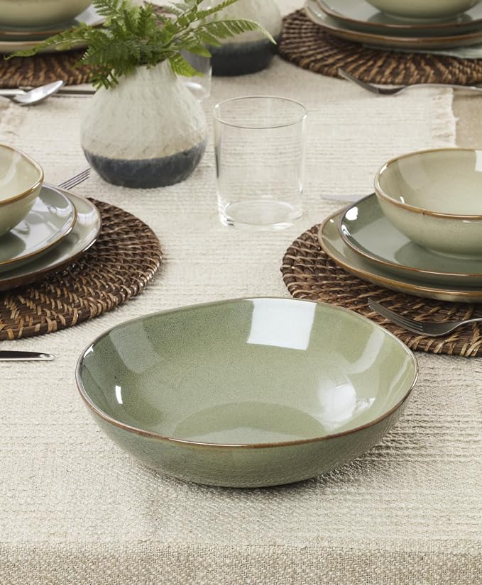Oneida Organic Shades Sage Green Stoneware 2-Piece Serving Platter Set | - Image 8