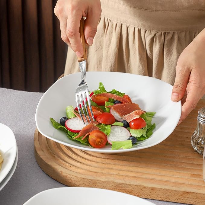 fMBB Ceramic Large Soup Bowls, 8.6 Inches, Modern 4-Piece Deep Salad Plates Set - Image 3
