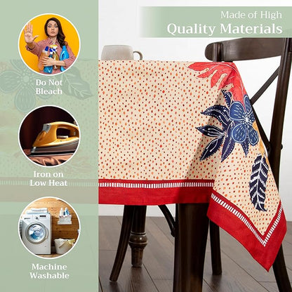 Maison d' Hermine Table Cloth Rectangle Table 100% Cotton 60 x 108 Inches Fall Tablecloth Reusable Everyday Use for Thanksgiving Christmas Decorations Dining Farmhouse Party (Kalahari)